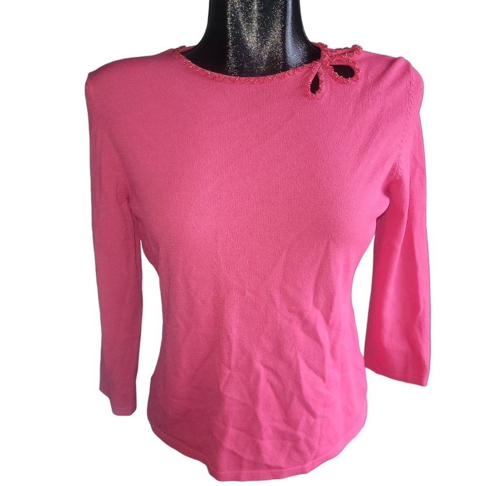 Ian Louis Paris Pink Beaded Neckline Top
